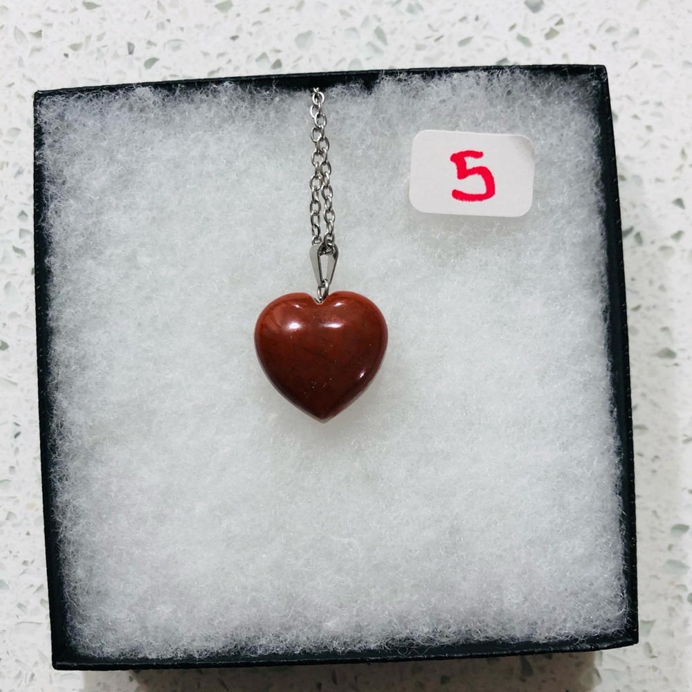 Heart 🍒💣Gemstone Pendant Necklace - Assorted Colors - Picture 7 of 17